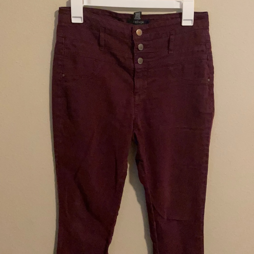 Maroon hi-waist super skinny size 8 pants.